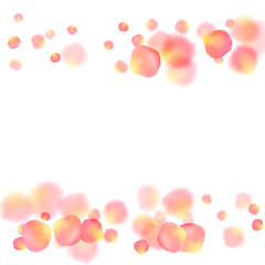 Fototapeta na wymiar Rose gold petals flying cosmetics vector background.