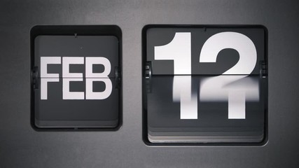 Flip calendar, displaying every day of the year, from 1st January to 31st December.