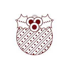Christmas ball decoration with holly leaves icon. Vector illustration design