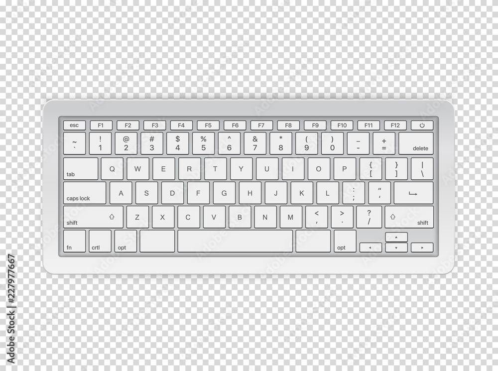 Poster Modern computer keyboard clipart. Vector object isolated on transparent background