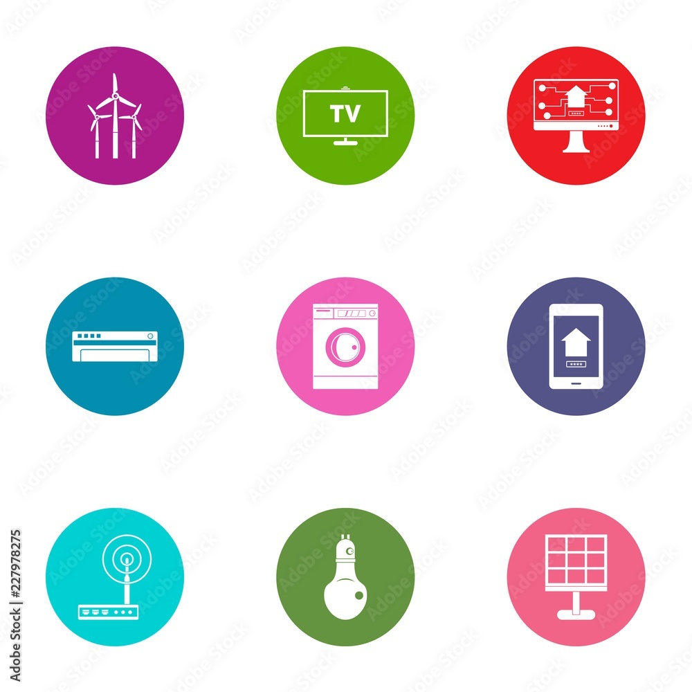 Poster energy change icons set. flat set of 9 energy change vector icons for web isolated on white backgrou