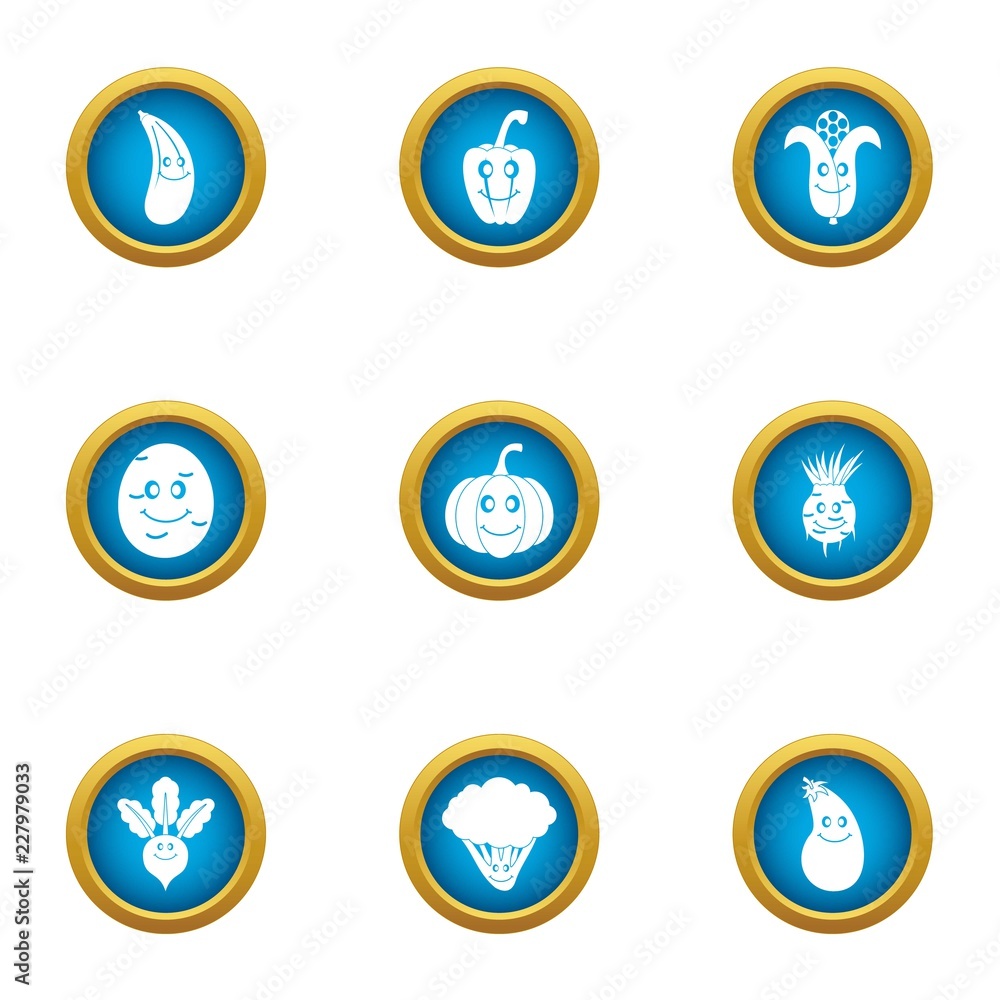 Poster garnish icons set. flat set of 9 garnish vector icons for web isolated on white background