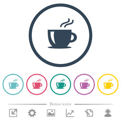 Cappuccino flat color icons in round outlines