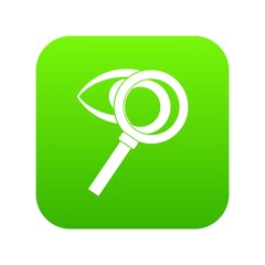 Magnifying glass with eye icon digital green for any design isolated on white vector illustration
