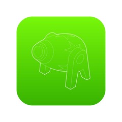 Circus cannon icon green vector isolated on white background