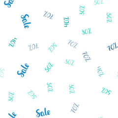 Light Blue, Green vector seamless cover with symbols of 30, 40, 50 % sales.