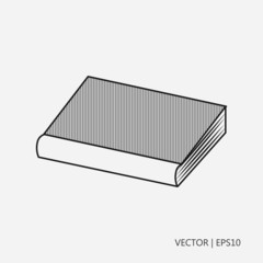 Vector illustration: notebook. Book with dotted cover. Simple icon. Flat design. Drawings for children, coloring pages