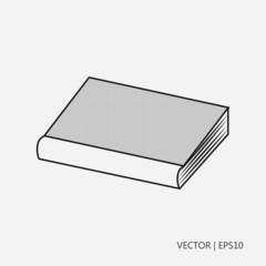 Vector illustration: Dotted notebook. Book with dotted cover. Simple icon. Flat design. Drawings for children, coloring pages