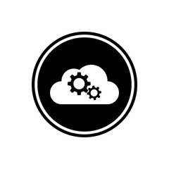 Cloud with gears round flat icon