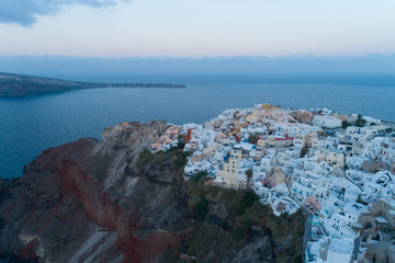 Aerial view of Oia city on Santorini Greece