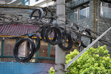 Reserve cable in a street in Shanghai