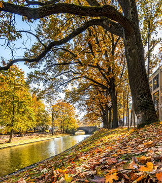 Autumn in central public park of Riga, Latvia, EC