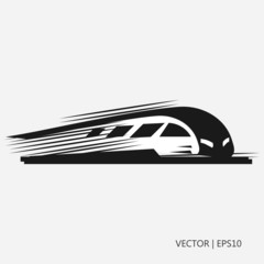 Vector illustration: fast black train. Modern train. Simple icon. Flat design