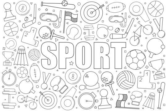Sport background from line icon. Linear vector pattern. Vector illustration