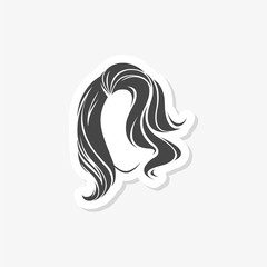 Women hair style sticker, logo women face on white background 