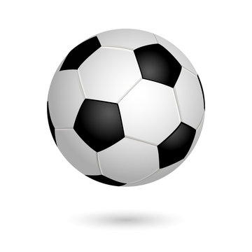 Soccer ball isolated on white background. Leather football ball vector illustration.