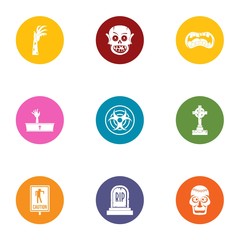 Dead guy icons set. Flat set of 9 dead guy vector icons for web isolated on white background