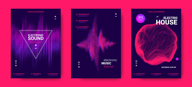 Electronic Music Posters with Sound Amplitude.