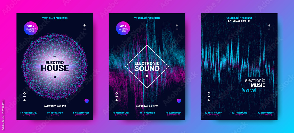 Wall mural Abstract Sound Flyers Set.