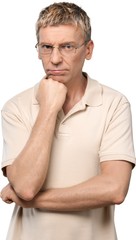Obraz premium Man with his head on his hand