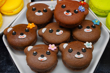 Macaron cookies shaped like cute animals