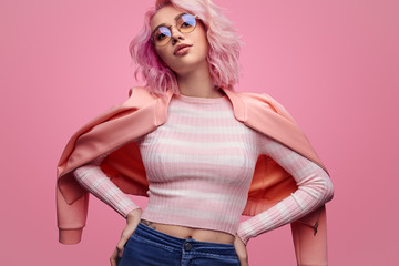Modern provocative model in pink