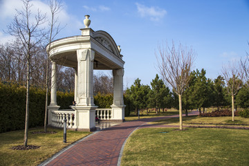 stone gazebo in the park Mezhyhiria