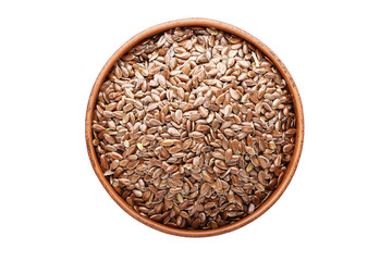 flax seeds in a plate isolated