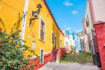 Colorful alleys and streets in Guanajuato city, Mexico 
