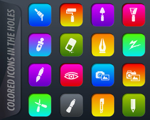 Art tools icons set