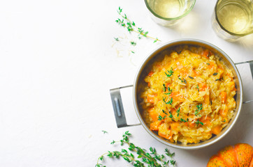 Pumpkin Risotto with Thyme and Parmesan, Italian Cuisine