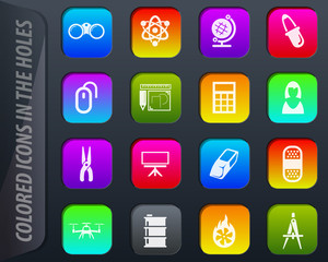 Courses school icons set