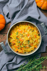 Pumpkin Risotto with Thyme and Parmesan, Italian Cuisine