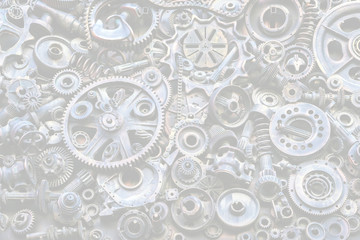 Steampunk background, machine parts, large gears and chains from machines and tractors.