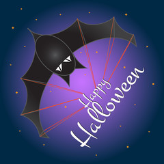 Fun Halloween flying bat like a parachute.  Happy halloween Vector bat
