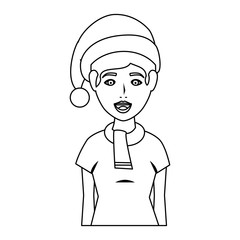 young woman with christmas hat