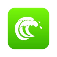 Wave of sea tide icon digital green for any design isolated on white vector illustration
