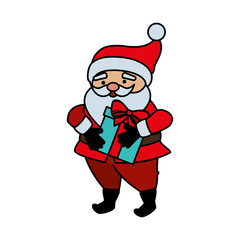 cute santa claus character with gift