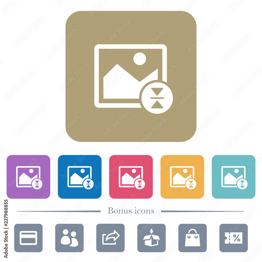 Poster vertically flip image flat icons on color rounded square backgrounds