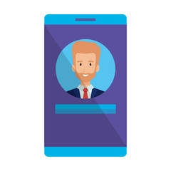 businessman in smartphone character