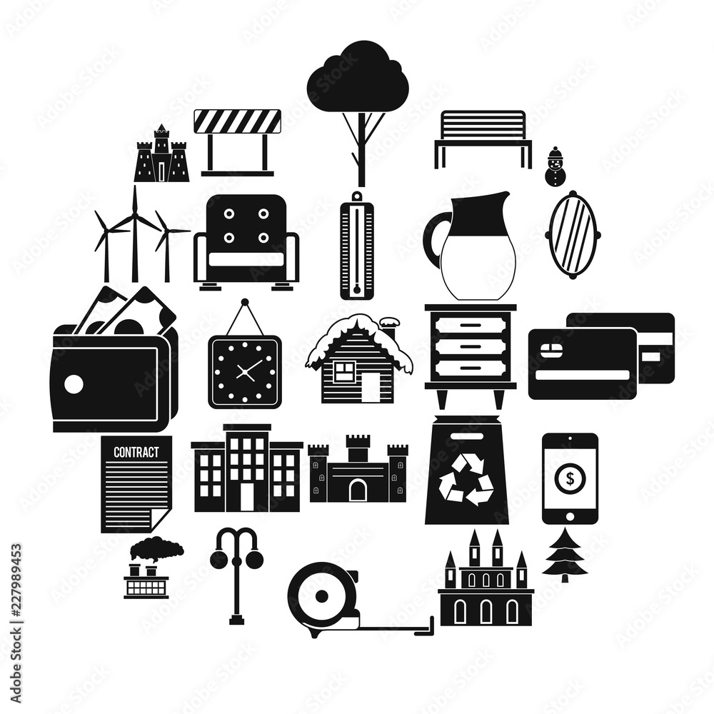 Aufkleber top drawer icons set. simple set of 25 top drawer vector icons for web isolated on white background
