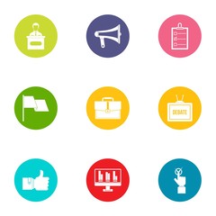 Insider information icons set. Flat set of 9 insider information vector icons for web isolated on white background