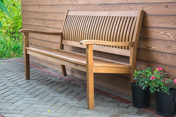 Photo of a bench for rest in a city park