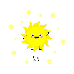 Cute cartoon kawaii characters vector illustration isolated on w