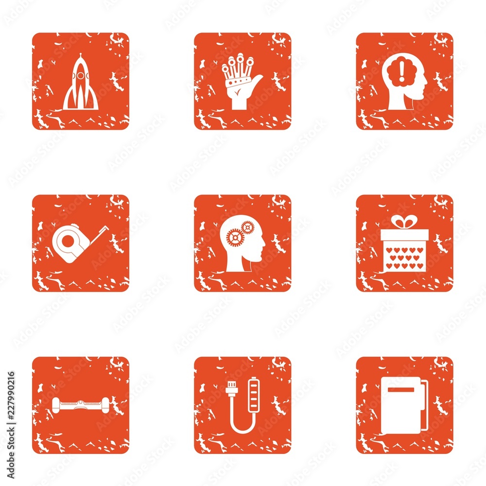 Aufkleber future strategy icons set. grunge set of 9 future strategy vector icons for web isolated on white ba