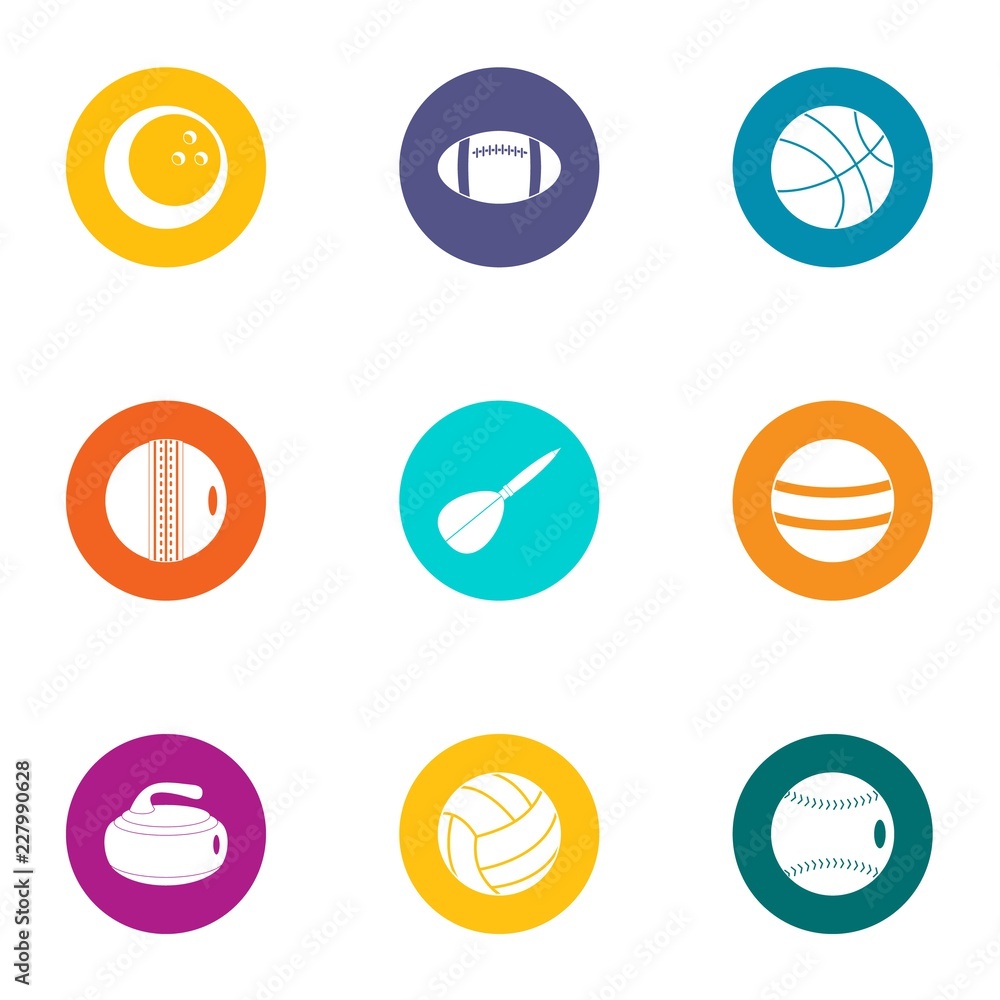 Poster ball tip icons set. flat set of 9 ball tip vector icons for web isolated on white background