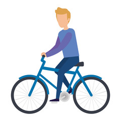 young man riding bicycle character