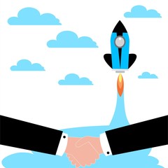 Startup or success business concept. Business handshake. Vector graphic illustration.