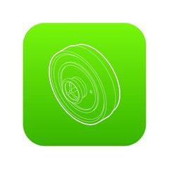 Iron ship door with lock wheel icon green vector isolated on white background