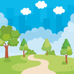 park landscape with way scene icon